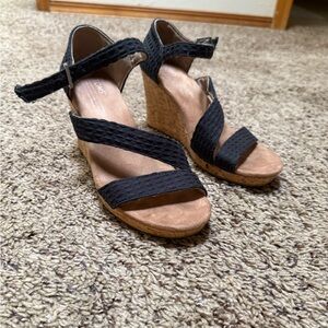 Toms - Black and Tan Wedge Sandals